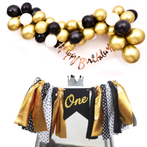 Table dining chair decoration 1 year old male and female baby birthday children party USA tutu yarn dresses gold and silver Balloon Chain