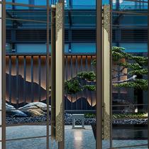 New Chinese style glass door sliding double door handle hotel box hotel club LOGO engraved wooden door handle