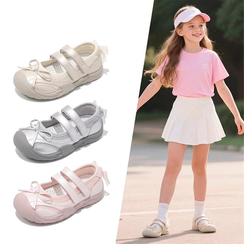 Soft-Soled Girls' Silver Ballet Shoes, Children's Sports Mesh Shoes, 2026 Summer New Thin Style Princess Mesh Breathable Shoes