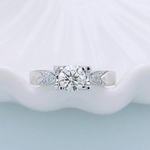 1 carat four claw diamond ring 50 points Minotaur diamond ring 18K white wedding proposal engagement diamond female ring custom