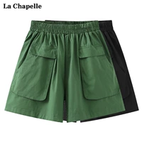 La Chapeelle Big Pocket Street Wind Wind Pure Color Короткие брюки женские пять брюк ширины