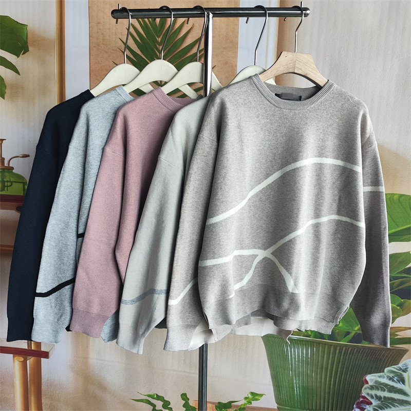 High-Quality Neon Casual Lazy Style Round Neck Pullover Knit Sweater for Women, Loose Long-Sleeved Sweater, Versatile Top for Spring and Autumn