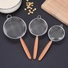 40-Mesh Fine Mesh Wooden Handle 304 Stainless Steel Colander Juice Strainer Sieve Water Draining Spoon Soup Residue Strainer Pepper Scooping Spoon