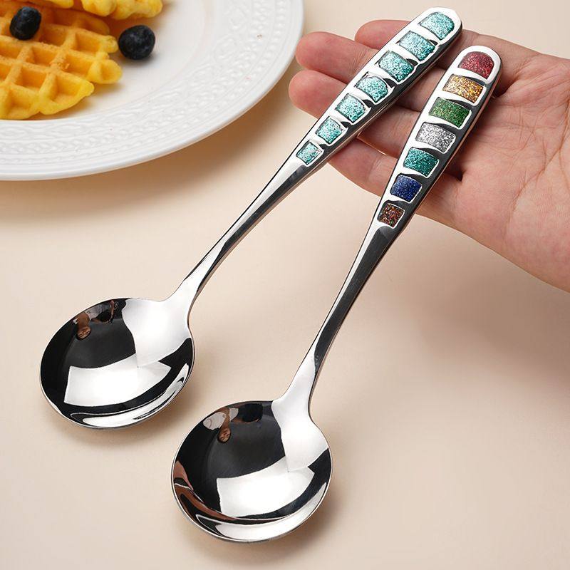 Noble Experience [Owner's Personal Collection] Internet-Famous High-Quality 304 Stainless Steel Main Dinner Spoon with Long Handle for Western Cuisine