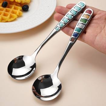 Noble Experience [Owner's Personal Collection] Internet-Famous High-Quality 304 Stainless Steel Main Dinner Spoon with Long Handle for Western Cuisine