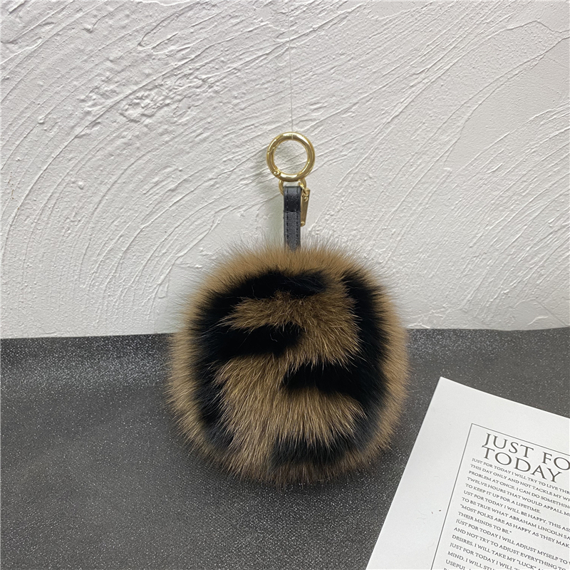 Extra Large Letter Fox Fur Ball Pendant Bag Charm Little Monster Fur Accessory Keychain Plush Accessory for Women