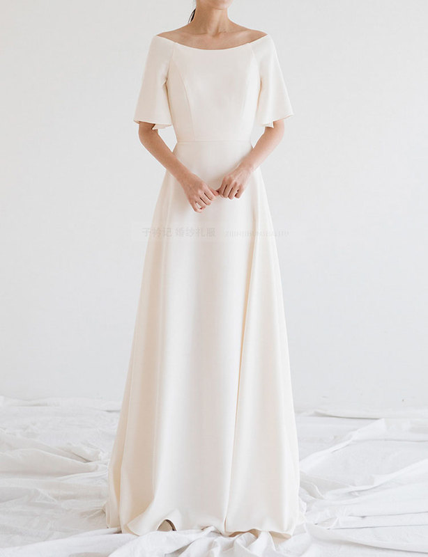 Plus Size Wedding Dress 100kg Extra Large and Slimming for Bride Photoshoot Satin Tulle Simple Travel Photography Going-Out Dress Korean Style