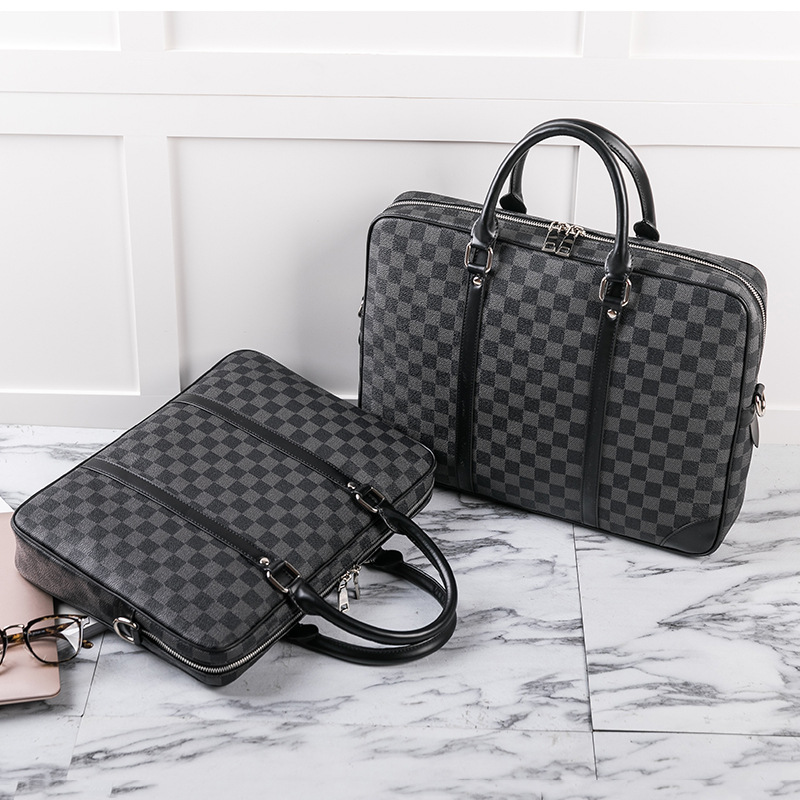 Hong Kong Fashion Bull Leather Male Briefcase Pen Electric Bag Business Handbag Single Shoulder Printed Slanted Satchel Bag