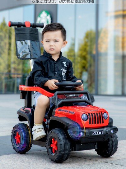 Children's electric off-road vehicle Jeep four-wheel beach vehicle male and female baby charging remote control toy car can sit in a stroller