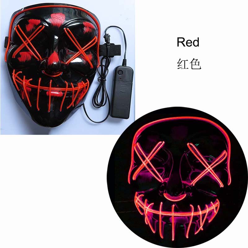 Mask Halloween LED mask Douyin props Fluorescent V-word horror luminous mask flashing Christmas mask