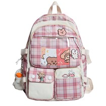 ~ Bag female elementary school students three to five sixth-grade summer grid cute teenage girl high school students junior high school students double shoulder