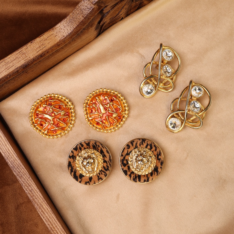 Vintage Norma Jean Ak Craft Enamel Rhinestone Exaggerated Vintage Earrings/Ear Clips with Personality