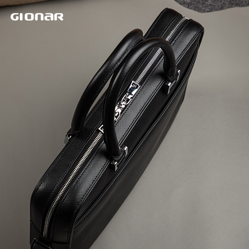 Gionar Briefcase Men's 2025 New Commuter Handbag Business Computer Bag Lawyer Government Genuine Leather Bag