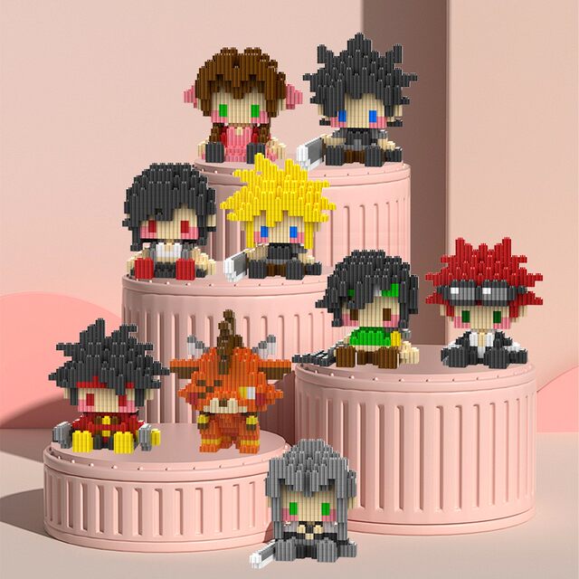 Final Fantasy game peripheral Claudette Tifa Sephiroth building block model assembled small particle series toys