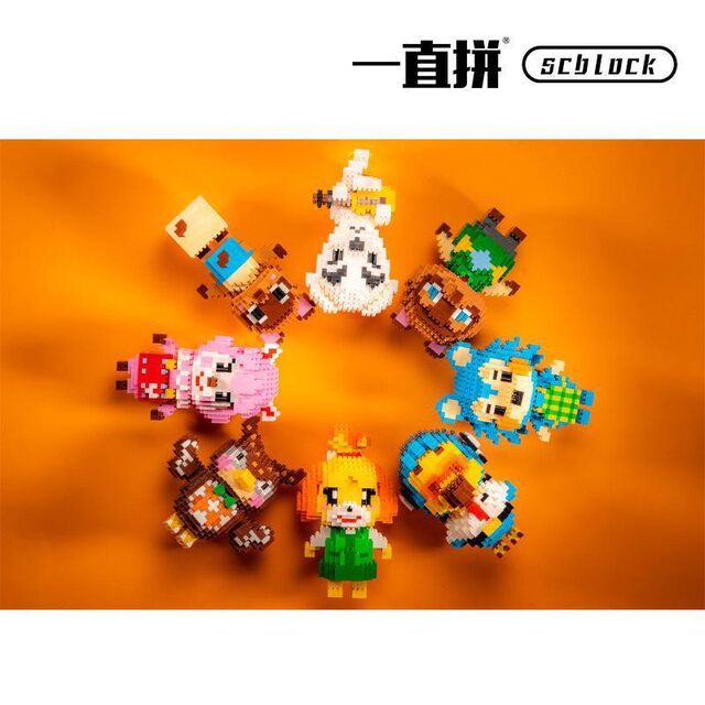 Animal Crossing Friendship Peripheral Building Block Model Xishi Hui Cat Queen Beaver Ornament Puzzle Assembling Doll Toy