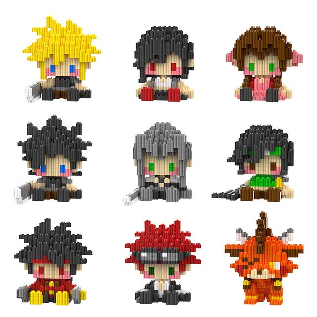 Final Fantasy game peripheral Claudette Tifa Sephiroth building block model assembled small particle series toys