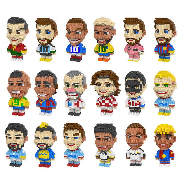 Football World Cup Star Merchandise: Cristiano Ronaldo, Neymar, Messi, Ronaldo Building Block Model Toys and Gifts