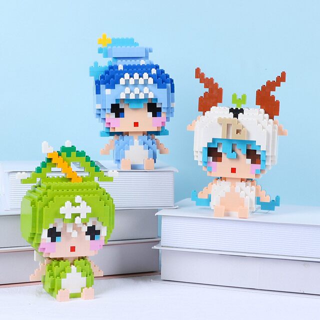 Xiaofangle Creative Small Particle Twelve Constellations Series Building Blocks Twelve Zodiac Educational Toy Model Gift