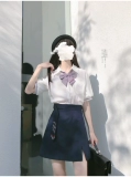 Корейская униформа, мини-юбка, рубашка, в корейском стиле, А-силуэт
