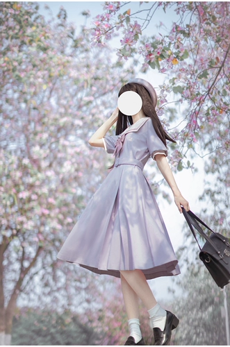 Оригинальная фиолетовая студенческая юбка в складку, элегантное платье