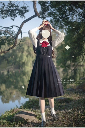 Оригинальная студенческая юбка в складку, боди, элегантное ретро платье без рукавов