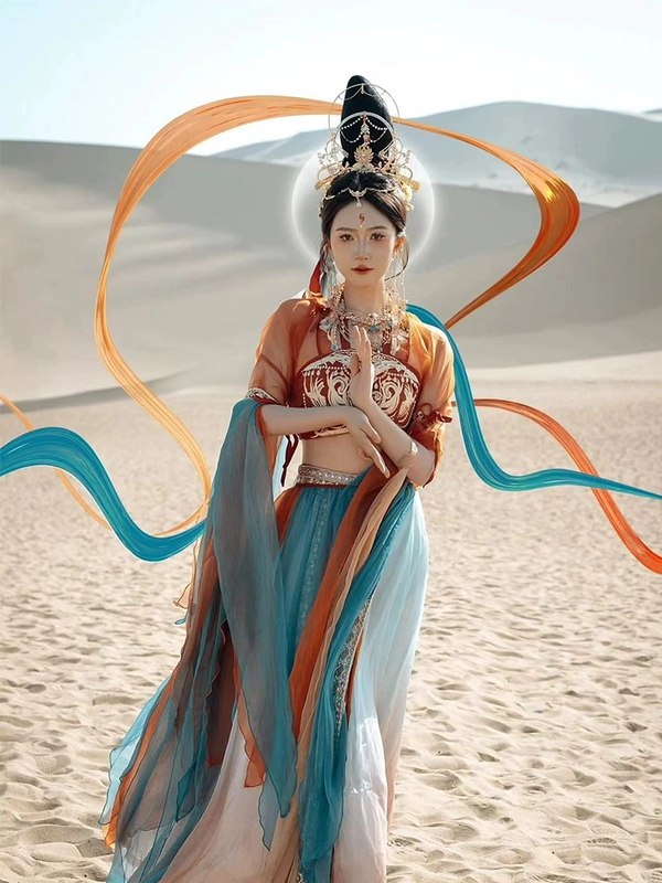Đôn Hoàng Feitian Hanfu mùa hè của phụ nữ phong cách dân tộc quần áo kỳ lạ quần áo khiêu vũ phong cách phương Tây thêu yếu tố Hán