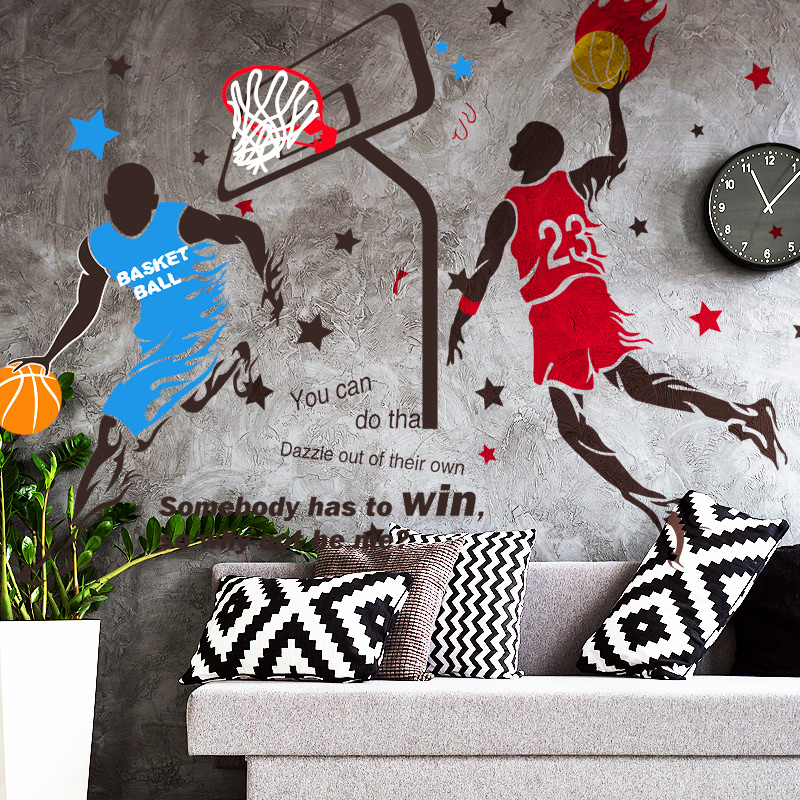 3d Solid Wall Stickler Bedroom Wall Adornment Men's Dormitory Wallpaper Self-Adhesive Creative Basketball Sticker poster paper