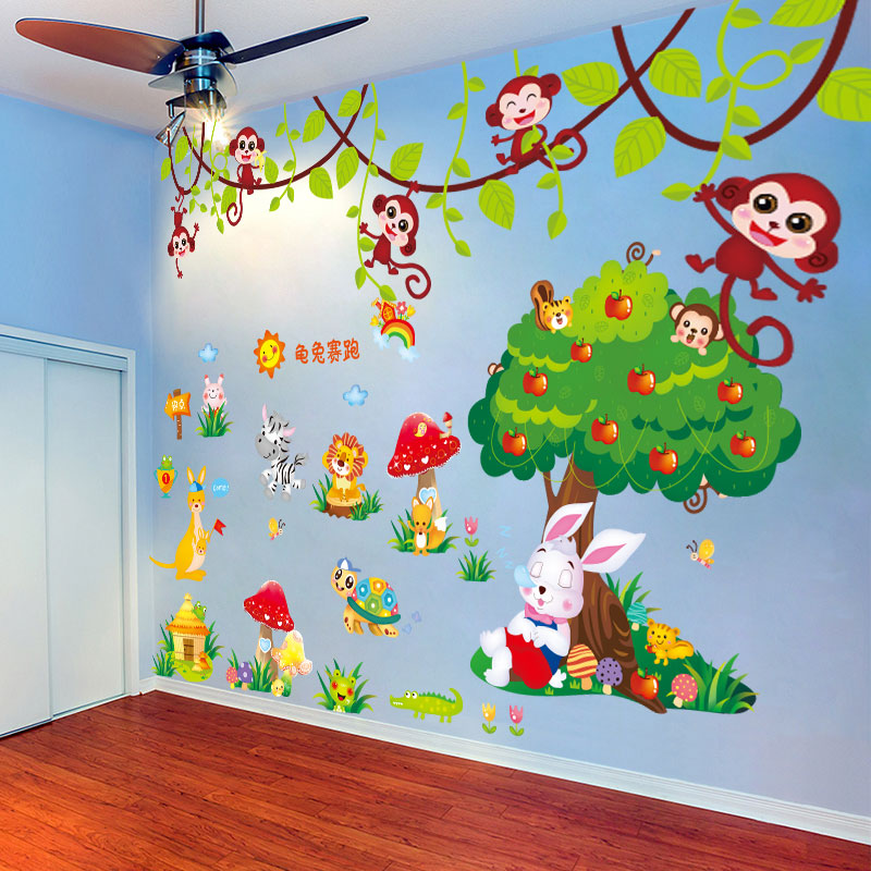 Cartoon Collage Children's Baby Room Bedrooms Wall Kindergarten Wall Deco 3d Solid wall stickers Self-adhesive