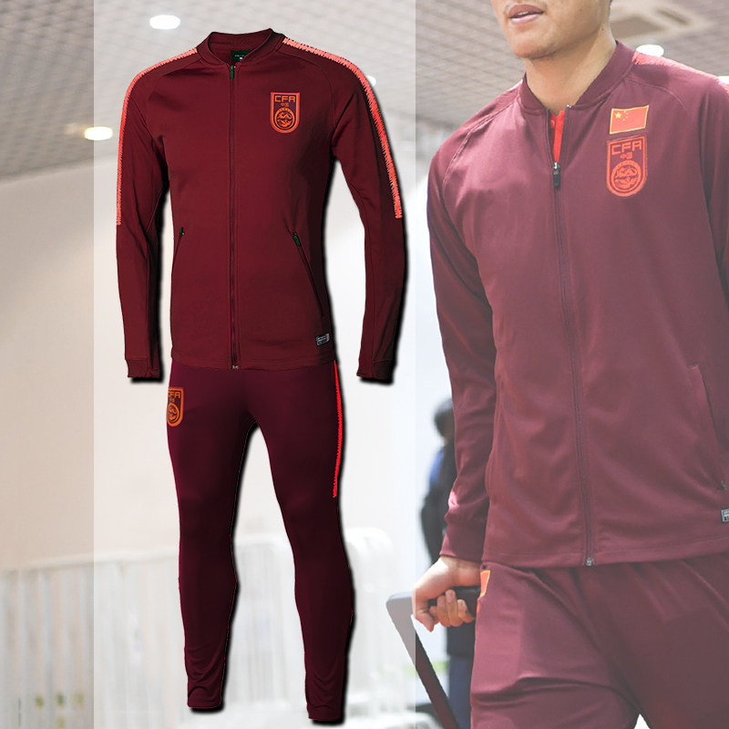 National Foot Elite Jacket Football Training Suit Jacket Plus Suede Warm Football Sportswear Collection Leg Football Training Pants
