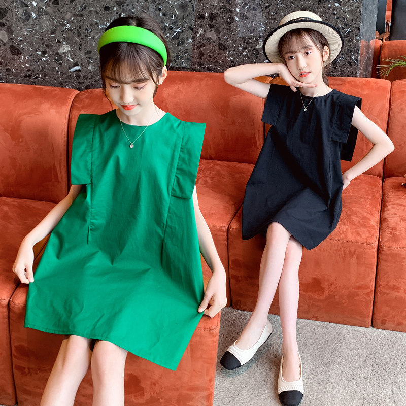 Girls Summer Dress Ocean Dress 2022 New CUHK Child Summer Children Dress Sleeveless Vest Dress Korean Version of the Ocean Pie a dress