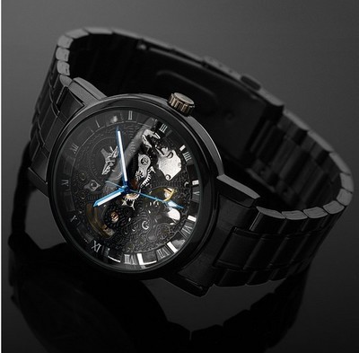 Manual hollow mechanical watch man causl leather watch 2022