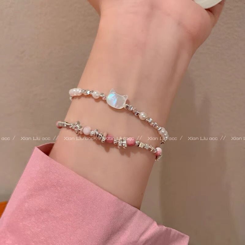 Exquisite Broken Silver Pearl Splicing Bracelet, Accessible Luxury Niche Beaded Cat Head Bracelet, High-End Design Pearl Bracelet Exquisite Broken Silver Pearl Splicing Bracelet, Accessible Luxury Niche Beaded Cat Head Bracelet, High-End Design Pearl Bracelet