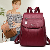 Net red backpack womens cowhide backpack 2019 new Japanese and Korean fashion Joker soft leather college style school bag travel back