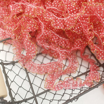 Baby dress dress accessories 2cm wide watermelon red small water jade snow yarn with I fold fold fold fold lace