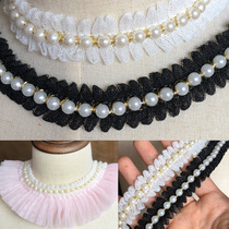Eva Clothes Headwear Clothing Bouquet Accessories 1 5cm Wide Black White Wearing Pearl Fold Lace HB13102406