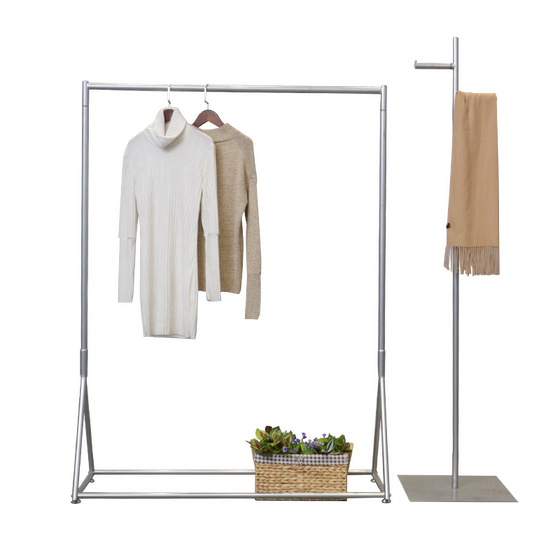 Clothing store display rack clothes hanger floor-standing combination clothes hanger floor-standing women's clothing hanging display side hanging rack silver shelf