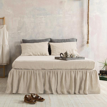 Linen bed skirt single piece European mattress cover non-slip fixed protective cover breathable bed skirt dust cover customization