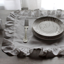 French plain linen cloth Western mat washed 100% linen home napkin mat insulated restaurant table mat lace
