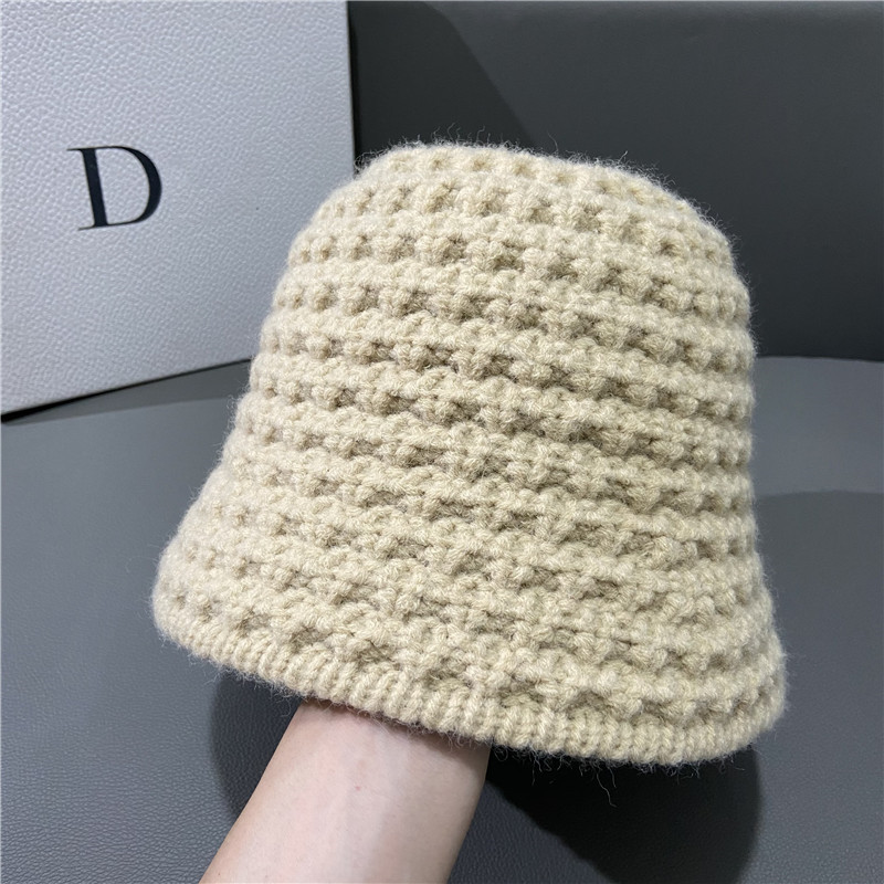 Cappello da pescatore ad ago da donna, versione coreana, alla moda, autunno e inverno, colore unico, versatile, dolce, in lana, lavorato a maglia, caldo, stile straniero alla moda_voghion.com