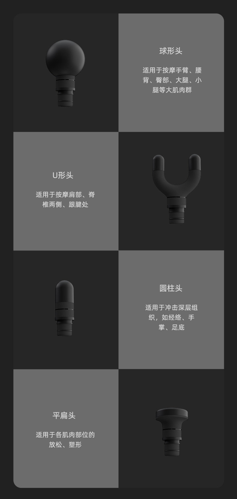 小米生态链 云麦 智能双模筋膜枪 5档强度 4个按摩头 图13