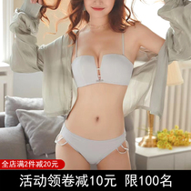 Lack of a non-trace strapless underwear womens thin summer non-slip rimless small chest gathered bra cover cross beauty back