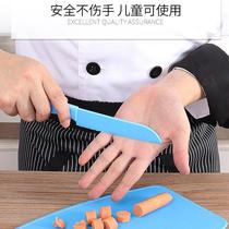 Plastic childrens knife fruit set safety knife tableware kitchen chopping board food supplement household cutting vegetables does not hurt the hand toys