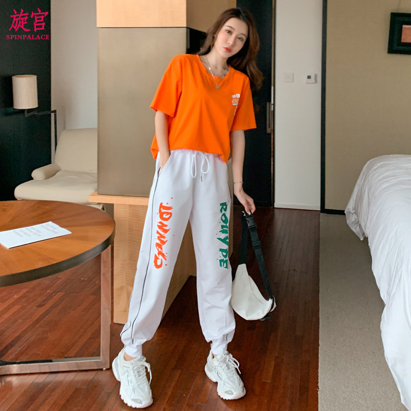 Drag Dance Outfit New Suit 2021 Summer Short Sleeve Casual Play Out of Yang Liping Fitness Fitness Sportswear