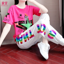 2021 square dance clothing new suit female summer Yang Liping sportswear loose plus size fat sister thin