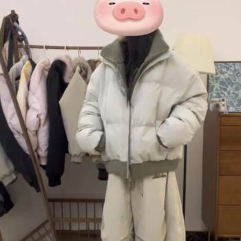 Winter stand collar cotton coat for women 2025 new style splicing Winter stand collar cotton coat for women 2025 new style splicing