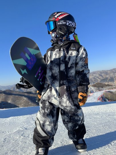 Nandn Children's Ski Suit for Boys, Professional Girls' Ski Equipment Set, Full Set of Snow Suit, One-Piece Style