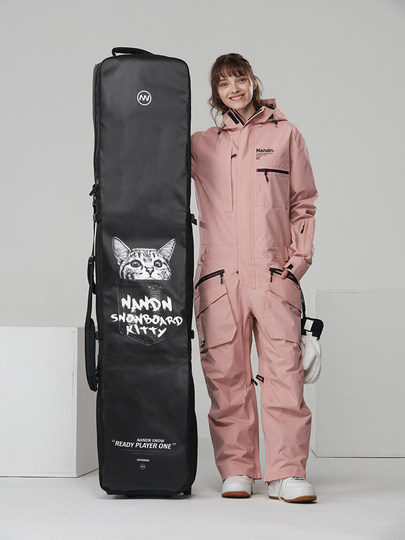 Nandn New Ski Bag with Rollers, Large Capacity, Single and Double Board Dry and Wet Separation Ski Equipment Bag Na201