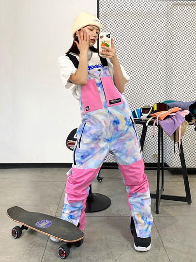 Nandn Nanen 23 New Ski Overalls Snowboard Jumpsuit Waterproof Wear-Resistant Loose Fit Unisex Color-Blocking Breathable