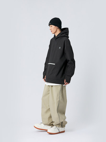 Nanen Thickened Ski Sweatshirt, Snowboard Thermal Base Layer, Winter Waterproof Outdoor Hoodie, Solid Color Inner Layer