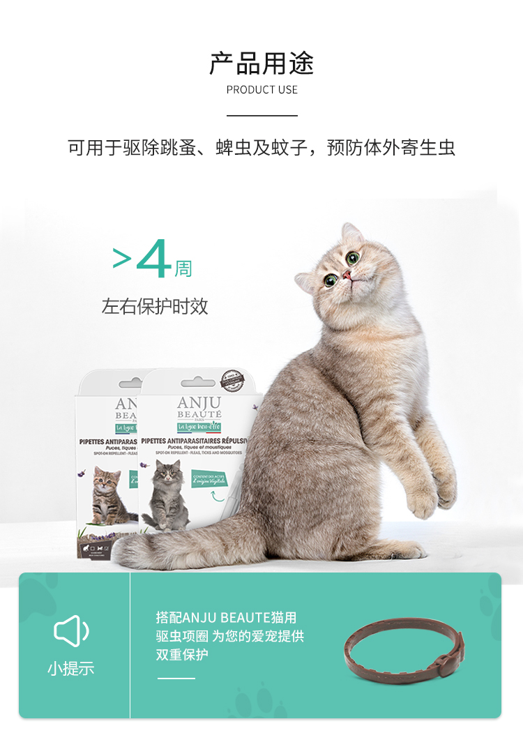 Anju beaute thú cưng mèo con trong ống nghiệm với ống nhỏ thuốc chống côn trùng để loại bỏ bọ chét trừ bọ cạp cào cào ba gói - Cat / Dog Medical Supplies thiết bị y tế thú y